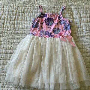 Pink and White Floral Tulle Dress